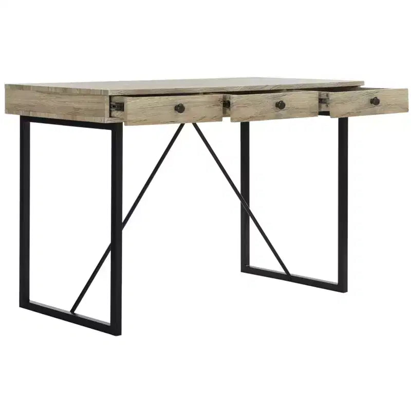 Bureau 3 tiroirs Hilton - DSK2206 - Marron rustique/Noir - Safavieh