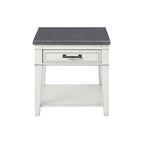 Del Mar 24 White and Grey 1-Drawer End Table
