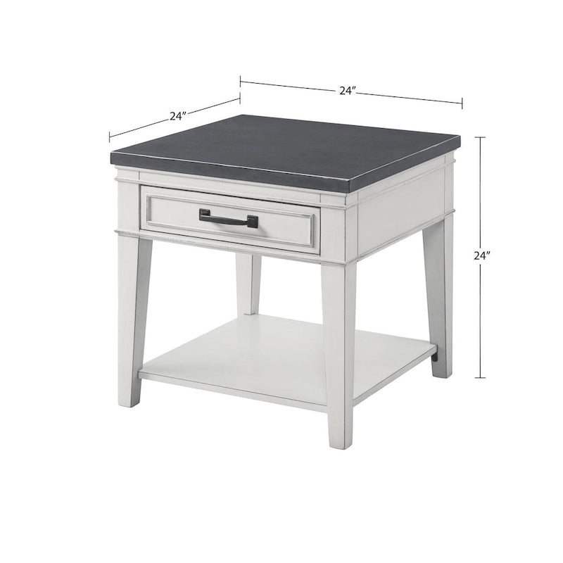 Del Mar 24 White and Grey 1-Drawer End Table