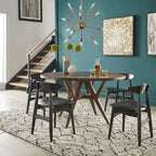 Table à manger Sheeba ronde du milieu du siècle avec base en noyer par iNSPIRE Q Modern