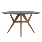Table à manger Sheeba ronde du milieu du siècle avec base en noyer par iNSPIRE Q Modern