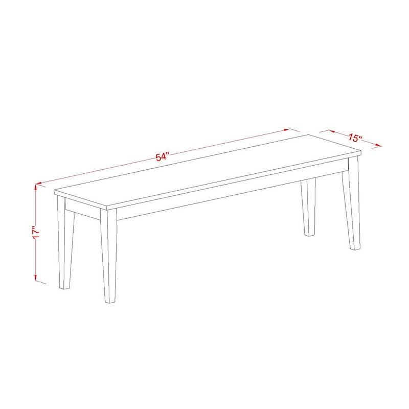 Banc de salle à manger Nicoli East West Furniture avec siège en bois, 54x15x17 pouces, (Options de finition)