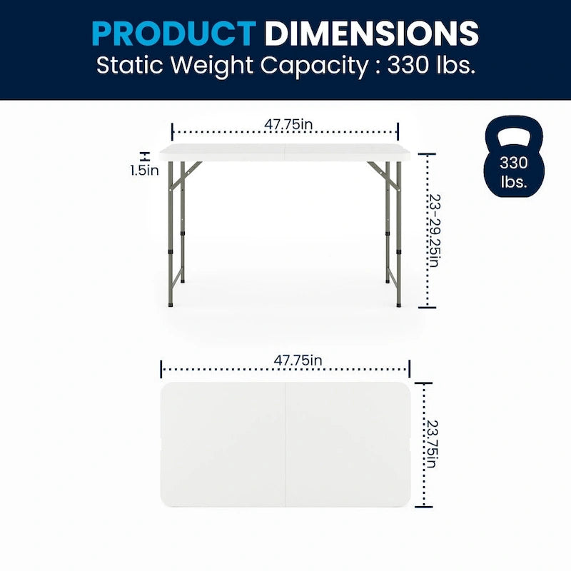 Plastic Height Adjustable Folding Table
