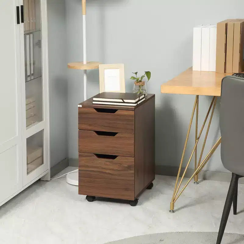 HOMCOM Meuble de Rangement à 3 Tiroirs sur Roulettes, Support d'Imprimante, Meuble de Classement Vertical
