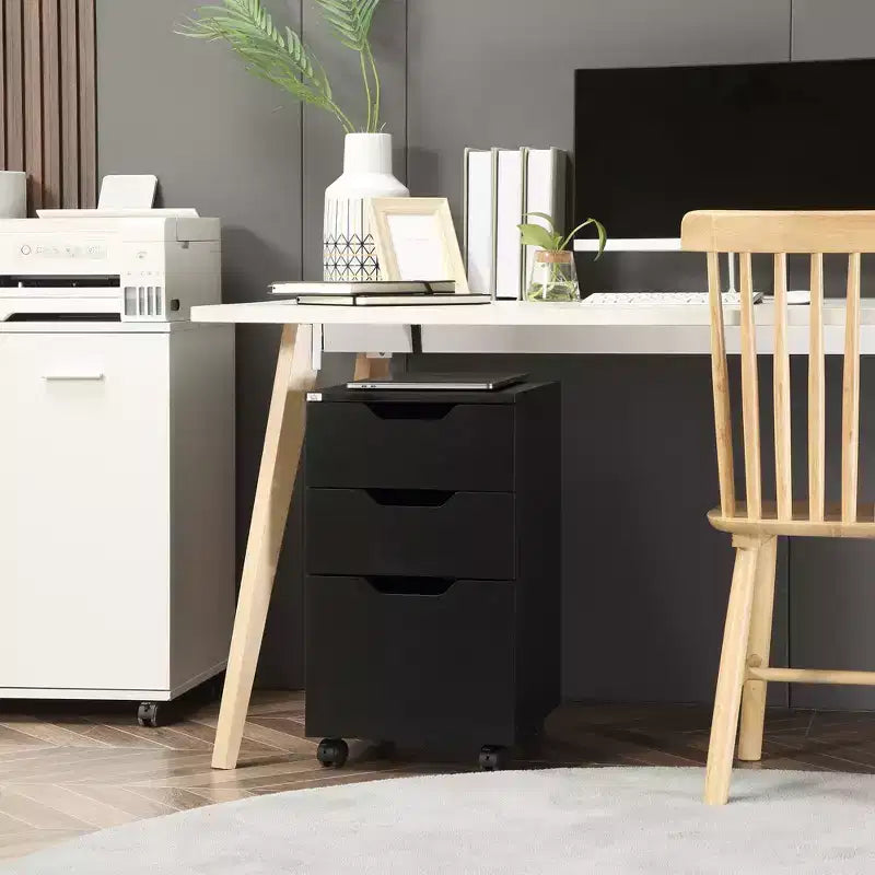 HOMCOM Meuble de Rangement à 3 Tiroirs sur Roulettes, Support d'Imprimante, Meuble de Classement Vertical