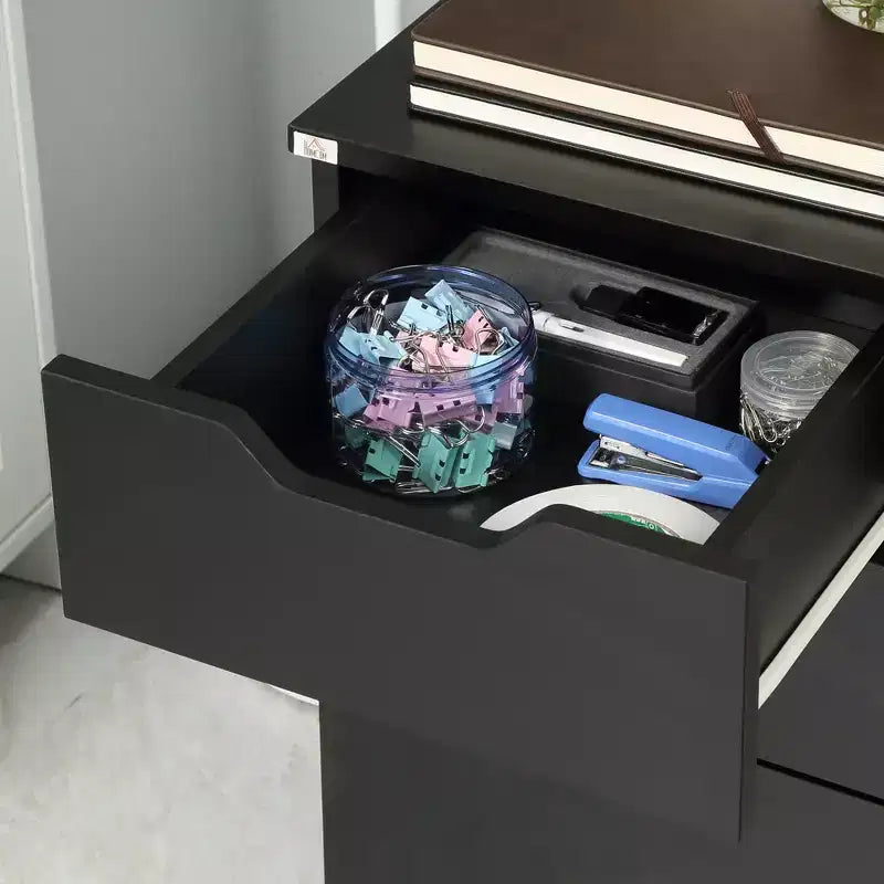 HOMCOM Meuble de Rangement à 3 Tiroirs sur Roulettes, Support d'Imprimante, Meuble de Classement Vertical