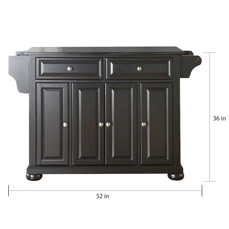 Crosley Alexandria Granite Top Full Size Kitchen Island/Cart - 18d x 51.5w x 34h