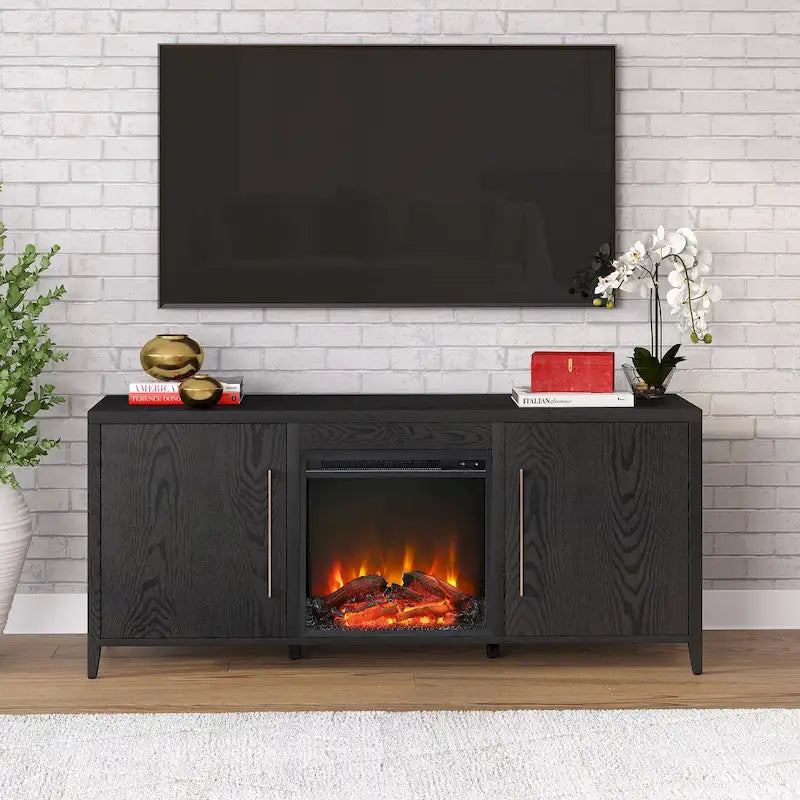 Jasper Rectangular TV Stand with Log Fireplace for TV's up to 65