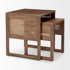 Grier Solid Wood With Cane Accents Square Nesting Accent Tables (Set of 2) - 20L x 20W x 23H