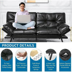 Futon Sofa Bed, Modern Convertible Sleeper Couch Daybed with Adjustable Armrests for Studio, Apartment, Office, Small Space