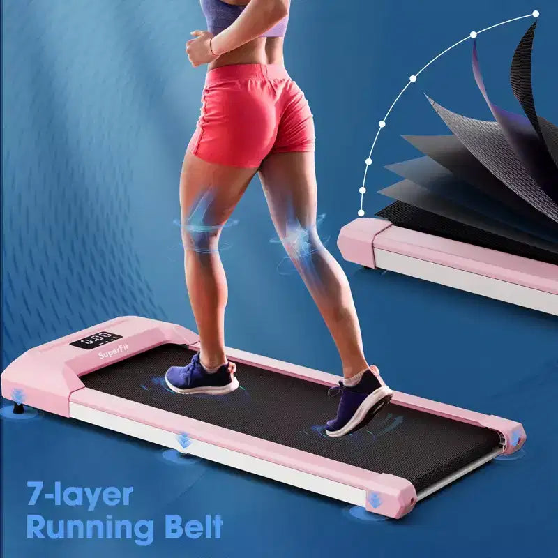 Costway 0.6-3.8MPH Walking Pad Under Desk Treadmill with Remote Control and LED Display Black/Pink/White/Grey