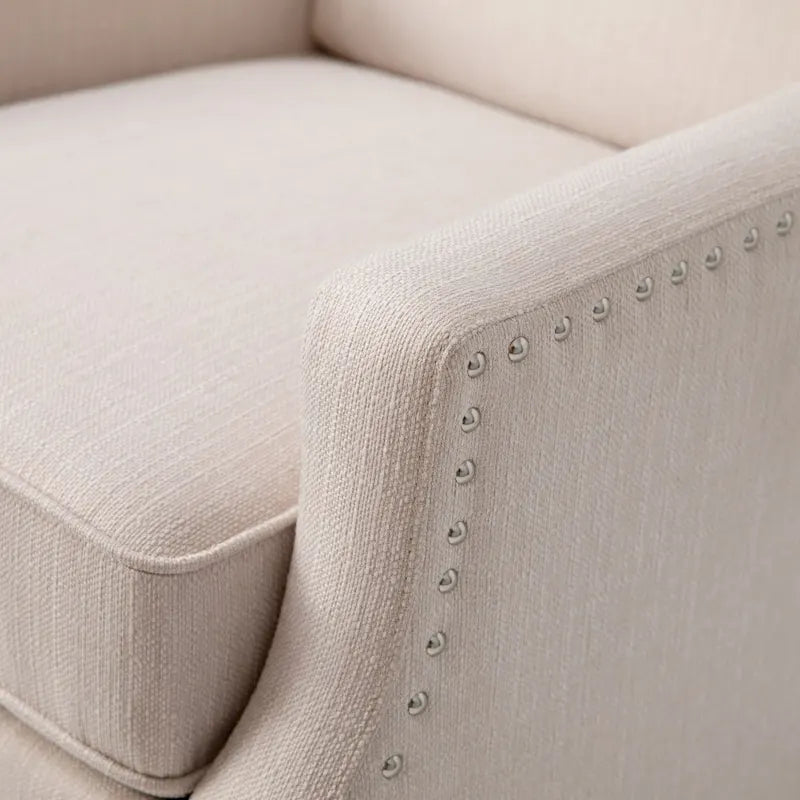 Push Back Wing Back Pocket Spring Recliner with Side Accent Nail Trim