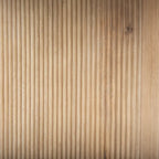 Table d'appoint ronde Enzo en marbre blanc avec piètement cannelé en bois massif brun clair