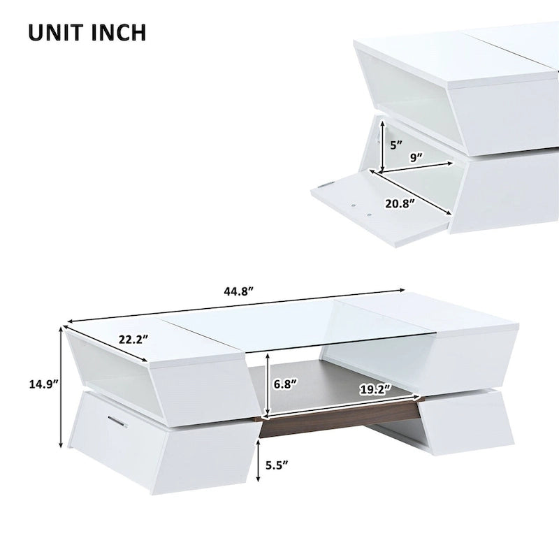 Merax Geometric Style Cocktail Table with Great Storage Capacity