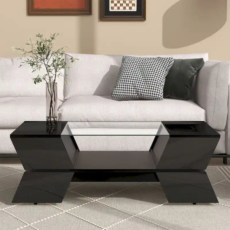 Merax Geometric Style Cocktail Table with Great Storage Capacity