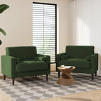 2 Pack Modern Corduroy Wide Armchair with Bolster Pillows