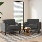 2 Pack Modern Corduroy Wide Armchair with Bolster Pillows