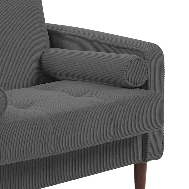 2 Pack Modern Corduroy Wide Armchair with Bolster Pillows