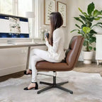 Chaise de bureau pivotante sans accoudoirs Merrick Lane, dossier mi-hauteur réglable – Dossier et assise rembourrés, cadre robuste