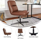 Chaise de bureau pivotante sans accoudoirs Merrick Lane, dossier mi-hauteur réglable – Dossier et assise rembourrés, cadre robuste