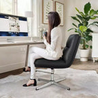 Chaise de bureau pivotante sans accoudoirs Merrick Lane, dossier mi-hauteur réglable – Dossier et assise rembourrés, cadre robuste