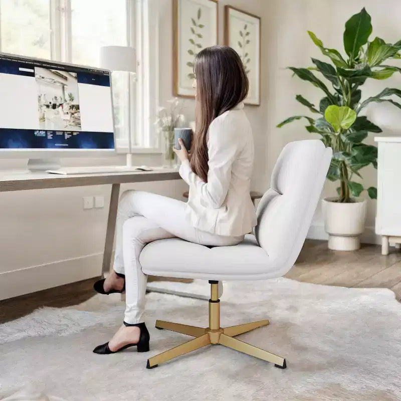 Chaise de bureau pivotante sans accoudoirs Merrick Lane, dossier mi-hauteur réglable – Dossier et assise rembourrés, cadre robuste