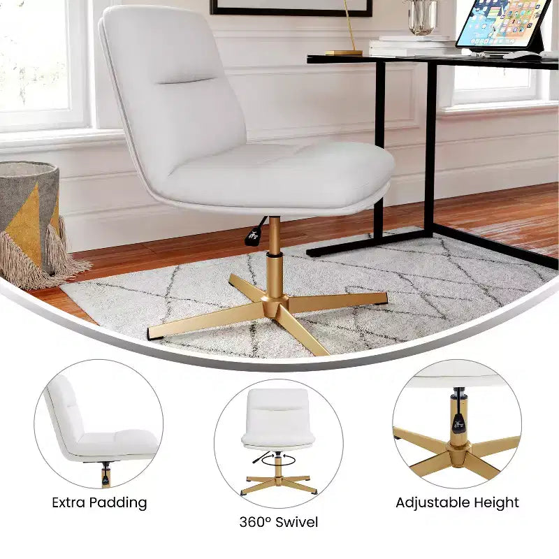 Chaise de bureau pivotante sans accoudoirs Merrick Lane, dossier mi-hauteur réglable – Dossier et assise rembourrés, cadre robuste