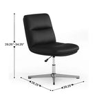 Chaise de bureau pivotante sans accoudoirs Merrick Lane, dossier mi-hauteur réglable – Dossier et assise rembourrés, cadre robuste