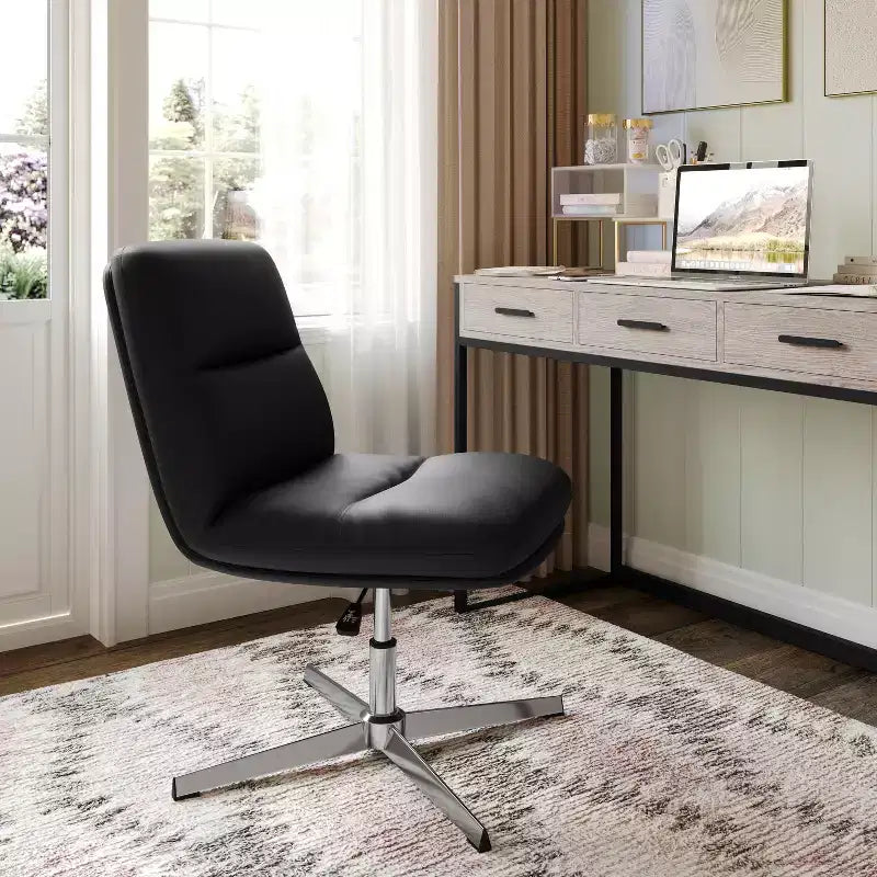Chaise de bureau pivotante sans accoudoirs Merrick Lane, dossier mi-hauteur réglable – Dossier et assise rembourrés, cadre robuste