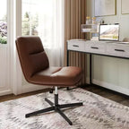 Merrick Lane Mid-Back Height-Adjustable Stationary Armless Swivel Office Chair - Padded Upholstered Back and Seat, Strong Frame