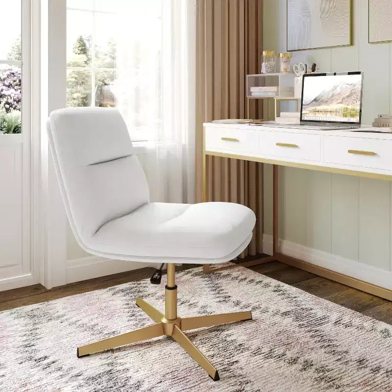Chaise de bureau pivotante sans accoudoirs Merrick Lane, dossier mi-hauteur réglable – Dossier et assise rembourrés, cadre robuste