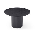 Table à manger ronde noire, table à manger sur pied artisanale en MDF