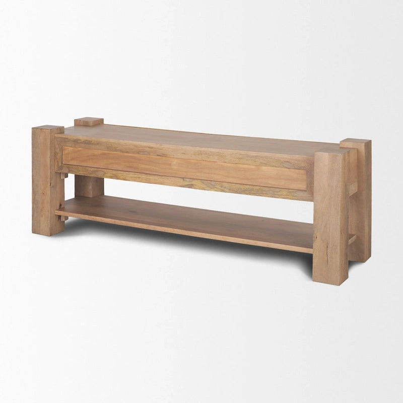 Beth Light Brown Wood Media Console - 70.0L x 20.0W x 24.0H