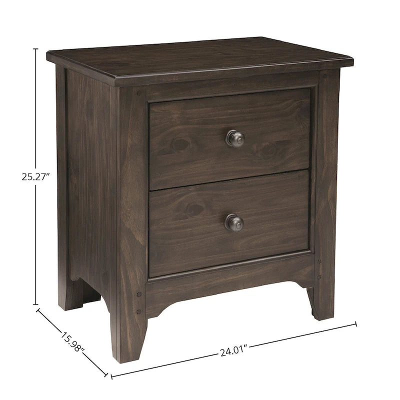 River Rock Brown 2-Drawer Wood Nightstand