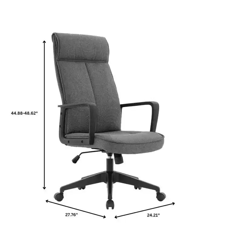 Chaise de bureau haute en cuir LeisureMod Aiaria Collection - Ergonomique, pivotante et inclinable - Roulettes doubles pour l'espace de travail