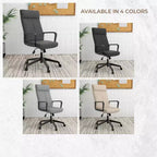 Chaise de bureau haute en cuir LeisureMod Aiaria Collection - Ergonomique, pivotante et inclinable - Roulettes doubles pour l'espace de travail