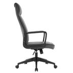 Chaise de bureau haute en cuir LeisureMod Aiaria Collection - Ergonomique, pivotante et inclinable - Roulettes doubles pour l'espace de travail