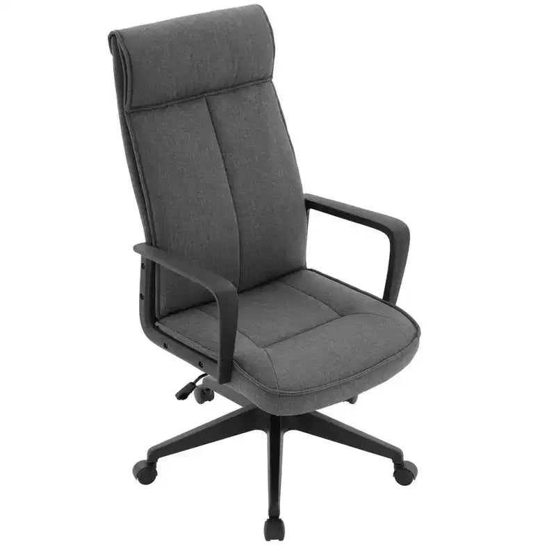 Chaise de bureau haute en cuir LeisureMod Aiaria Collection - Ergonomique, pivotante et inclinable - Roulettes doubles pour l'espace de travail