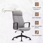 Chaise de bureau haute en cuir LeisureMod Aiaria Collection - Ergonomique, pivotante et inclinable - Roulettes doubles pour l'espace de travail