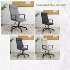 Chaise de bureau haute en cuir LeisureMod Aiaria Collection - Ergonomique, pivotante et inclinable - Roulettes doubles pour l'espace de travail
