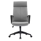 Chaise de bureau haute en cuir LeisureMod Aiaria Collection - Ergonomique, pivotante et inclinable - Roulettes doubles pour l'espace de travail