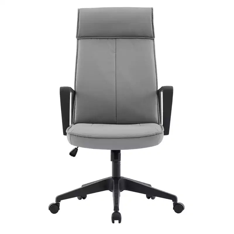 Chaise de bureau haute en cuir LeisureMod Aiaria Collection - Ergonomique, pivotante et inclinable - Roulettes doubles pour l'espace de travail