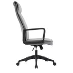 Chaise de bureau haute en cuir LeisureMod Aiaria Collection - Ergonomique, pivotante et inclinable - Roulettes doubles pour l'espace de travail