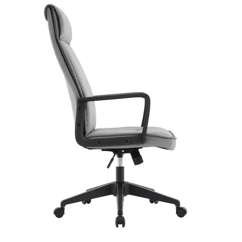 Chaise de bureau haute en cuir LeisureMod Aiaria Collection - Ergonomique, pivotante et inclinable - Roulettes doubles pour l'espace de travail