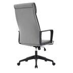 Chaise de bureau haute en cuir LeisureMod Aiaria Collection - Ergonomique, pivotante et inclinable - Roulettes doubles pour l'espace de travail