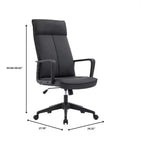 Chaise de bureau haute en cuir LeisureMod Aiaria Collection - Ergonomique, pivotante et inclinable - Roulettes doubles pour l'espace de travail