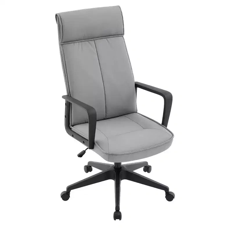 Chaise de bureau haute en cuir LeisureMod Aiaria Collection - Ergonomique, pivotante et inclinable - Roulettes doubles pour l'espace de travail