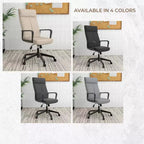 Chaise de bureau haute en cuir LeisureMod Aiaria Collection - Ergonomique, pivotante et inclinable - Roulettes doubles pour l'espace de travail