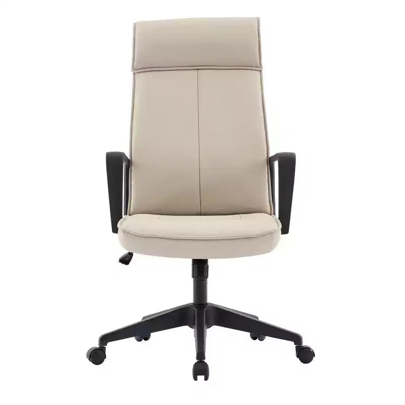Chaise de bureau haute en cuir LeisureMod Aiaria Collection - Ergonomique, pivotante et inclinable - Roulettes doubles pour l'espace de travail