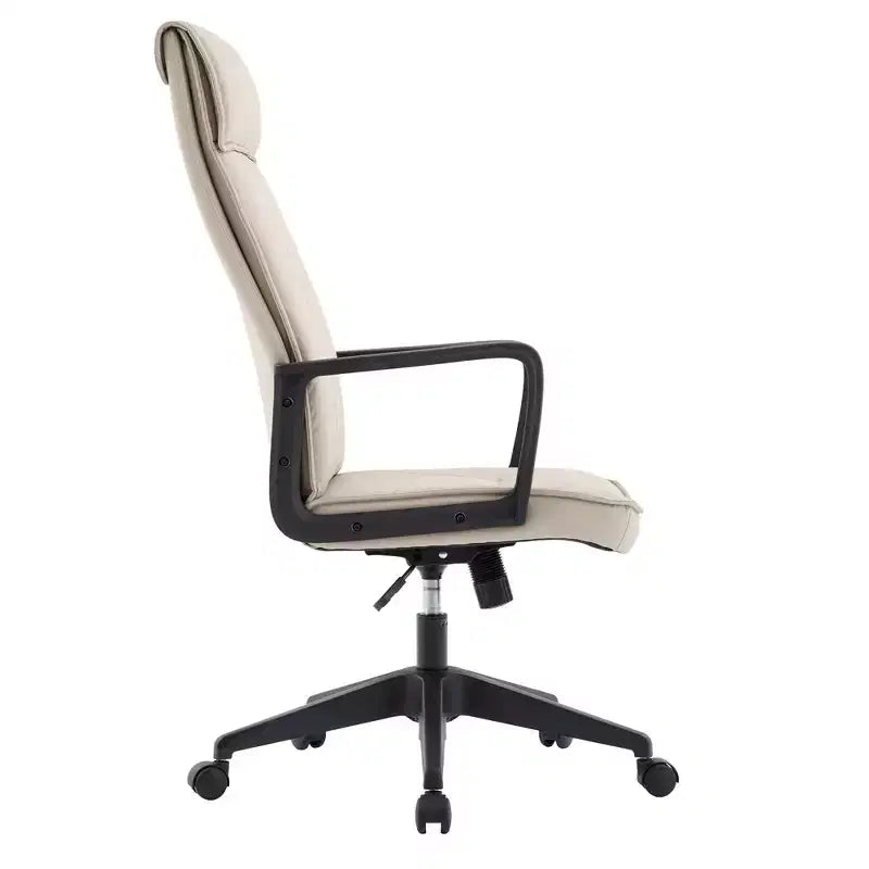 Chaise de bureau haute en cuir LeisureMod Aiaria Collection - Ergonomique, pivotante et inclinable - Roulettes doubles pour l'espace de travail